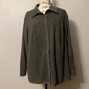 Long sleeve button down shirt with a tank sewn in